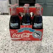 Florida Marlins 1993 Inaugural Season Coca-Cola Glass Bottles 6 Pack New Coke