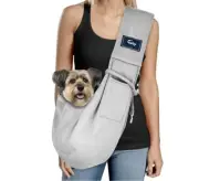 Dog and Cat Sling Carrier - Hands Free Reversible Pet Papoose Bag - Classic Grey