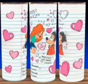 Goofy Roxanne and Max Cartoon Hearts Cup Mug Tumbler 20oz