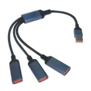3 In 1 USB Splitter Y Cable Male to Female Extender for Data Sync and Charging