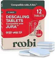 Roobi Jura Compatible Descaling Tablets. 12 Jura Descaling Tablets for Automatic Espresso Coffee Machines. 100% Vegan, Carbon Neutral.