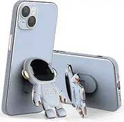 Mikylay Astronaut Hidden Stand Case Cover for iPhone - 2022 New 6D Electroplated Astronaut Phone Case with Stand - Phone Case with Stand Lens Film Protective Cover (Blue,for iPhoneSE3/SE2/7/8)