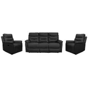 Milano 3+1+1 Leather Recliner Lounge Suite - Black