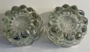 Princess House Candle Holders Clear 3-Way Model #486 24% Lead Crystal Set of 2