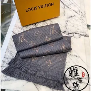 二手正品 LOUIS VUITTON 路易威登 LV 金典款灰色金絲 男女通用 羊毛真絲混紡毛線圍巾 M70467 圍脖