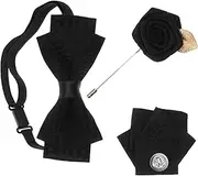 [TOGEVAL] Mens Costume Accessories Suits for Men Handkerchief Men's Suits Clothes Pins Tuxedo Shirt Brooch Groom Costume Accessories Bow Ties for Men Groom Bow Tie Fabric Black
