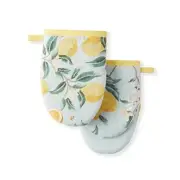 Lemon Whimsy Mini Oven Mitt 2-Pack Set, Yellow, 5.5"X8" Pot Holder