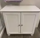 New White Dual Door Bathroom Storage Cabinet Pantry Coffee Bar End Table Wood