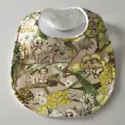Handmade Baby Bib ~ May Gibbs Gumnut Babies Snugglepot & Cuddlepie Print ~ Pink