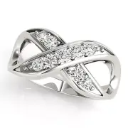 0.25CTW Real Diamond 14K Gold White Infinity Twist Ring