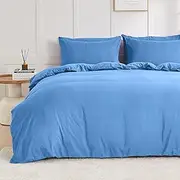 LINENOVA Quilt Cover Set King Size - Brushed Microfiber 1200TC Super Soft Duvet Cover Set 3 Pieces with Button Closure, 1 Duvet Cover and 2 Pillowcases(King Size, Ocean)