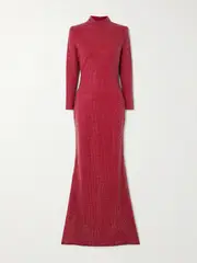 [Solace London] Solace London - Vivienne Crystal-embellished Crepe Gown - Red - UK 16 UK 16 Red