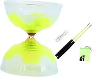 Generic Triple Bearing Diabolo Set for Beginners, Portable Juggling Equipment with Sticks and String Bag, Yellow