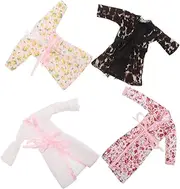 ZUNOXAZ 4 Sets Miniature Dolls Bathrobe Stylish Summer Robes for Dollhouse Play Versatile Bath Accessories for Imaginative Pretend Play and Dress Up Scenarios