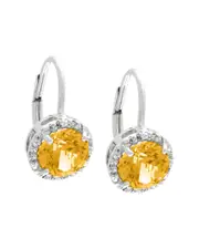 Silver 2.40 ct. tw. Diamond & Citrine Earrings NoSize NoColor