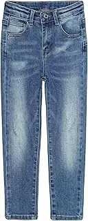 [Kidscool Space] Baby Little Big Girls Jeans,Elastic Waistband Inside High Strecth Soft Simple Desgin Denim Pants
