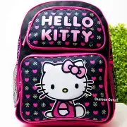 Sanrio Hello Kitty School Girls Backpack 16" Black Pink Large Canvas Original