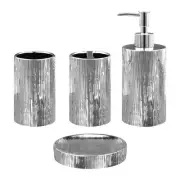 Bathroom Accessories Set, Toothbrush Holder, Soap Dispenser, Silver, Ceramic,...