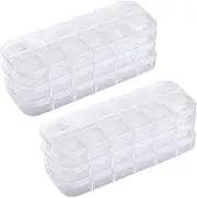 [JinZeFa] 6 Pieces Nail Art Tool Jewellery Storage Box, 12 Compartments Plastic Rhinestone Organiser Container Case, Display Containers