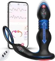 Prostate Massager Vibrator Thrusting Vibrating 7 Modes with Cock Ring Plug Sex Toys P Sport Massager for Men Toy Male Sex Toys for Men Women and Couples Waterproof Remote Control