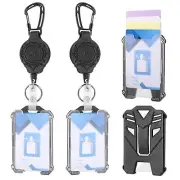 2 Set Retractable Badge Holders,Retractable Keychain with ID Card Badge Holders