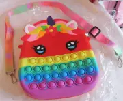 New Rainbow Unicorn Pop-it Cross Body Purse Sensory Fidget Toy
