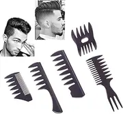 Styling Hair Comb Set Salon Barber Hairstylist Comb 5 Pack Professional Hair Brush Retro Hairdressing Hair Care Style Accessory Double-sided for Men Boy Gentleman