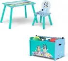 Delta Children Bluey 3-Piece Toddler Playroom Set Table, Chair and Toy Box, Blue
