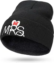 [YUN MENG] Knit Hat Letter MR Embroidery Unisex Any Size Head Comfortably (Color : A Black, Size : 55-60cm)