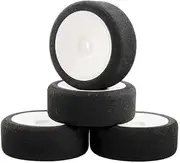 12mm Hex RC Racing Cars Accessories 4Pcs Set Racing Foam Tire Wheel Rim Set For HSP HPI 1/10 On-road RC Car(WHITE)