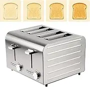 Commercial 4/6 Slices Toaster, Stainless Steel Toaster with 7 Browning Levels, Frozen/Cancel/reheat Function, Auto Pop-up (Independent & Extra Wide Slots with High Lift, Removable Crumb Tray