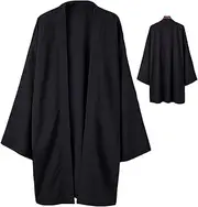 [ESOMAVRIX] Kimono Cardigan Men Japanese Style Vintage Cardigan Men Thin Sun Protection Long Sleeve Polyester Kimono Top for Daily Wear, Photos, Dress Up, Black, Kimono Cardigan Men/4178