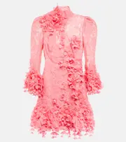 [Zimmermann] Zimmermann High Tide appliquéd lace minidress AU 16 pink