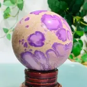 520gNatural Purpurite Quartz Sphere Crystal Ball Healing Reiki Decoration GA5206