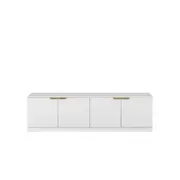 European Cabinetry Fluted Pull Brass Bucharest TV Unit White