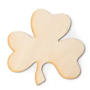 Bulk Buy of 36 Unfinished Wood 5-1/4" Shamrock Cutouts