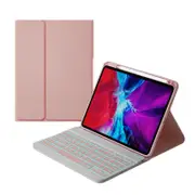 Nevenka Removable Square Keyboard Case For iPad 7 Color Backlit with Pen Slot Wireless BT Lightweight Case-Pink