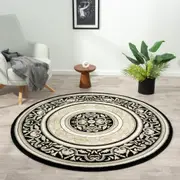 Royal King Black Cream Round Rug