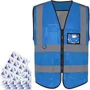 [Humkopnl] Safety Vest - Security Vest With Ice Bag Heat Protection,Construction Vest With Pockets and Reflective Strips for Men Women Work