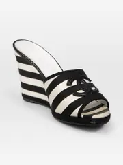 Black & White Striped CC Mules
