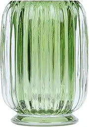 DASITON Makeup Brush holder Organizer,Crystal Cosmetic Makeup Brush Glass Brushes Storage Holder,Vintage Make Up Brush Cup Striped Vase(Green)
