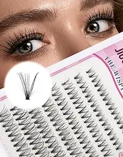 Natural Lash Clusters Wispy Eyelash Clusters Fluffy Cluster Eyelash Extensions C Curl Individual Lashes 8-14MM Mix Length Natural Look Lashes Clusters with Thin Lash Band