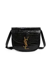 Saint Laurent Kaia Small Satchel in Shiny Crocodile Embossed