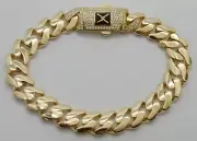 Real 10k Yellow Gold Royal Monaco Miami Cuban Link 11mm Chain Bracelet 18.6gr