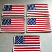 5 UNITED STATES Flag Military Patch W/ VELCRO® Brand Fastener White Border #3