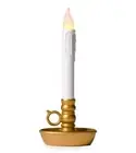 NEW PLOW & HEARTH Battery Operated Colonial Window Candle Timer Antique Gold