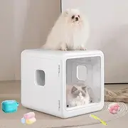 Automatic Pet Dryer Box for Cats and Dogs,Ultra Quiet Hair Dryer with Smart Temperature Control,Dual Soothing Windows