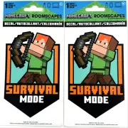 Survival Mode Alex Decal Minecraft Character Peel Stick Video Game Sticker, 2 Pk
