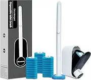 hisucbetter Disposable Toilet Brush and Holder with 32 Toilet Bowl Wand Refills Loaded Scrubbing Solution for Toilet Cleaning, Bathroom Cleaning Supplies Set, Black(1-Pack),HTWK-01