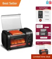 5 Roller Hot Dog Toaster Oven with 30-Min Timer & 4 Bun Capacity - Sleek Design